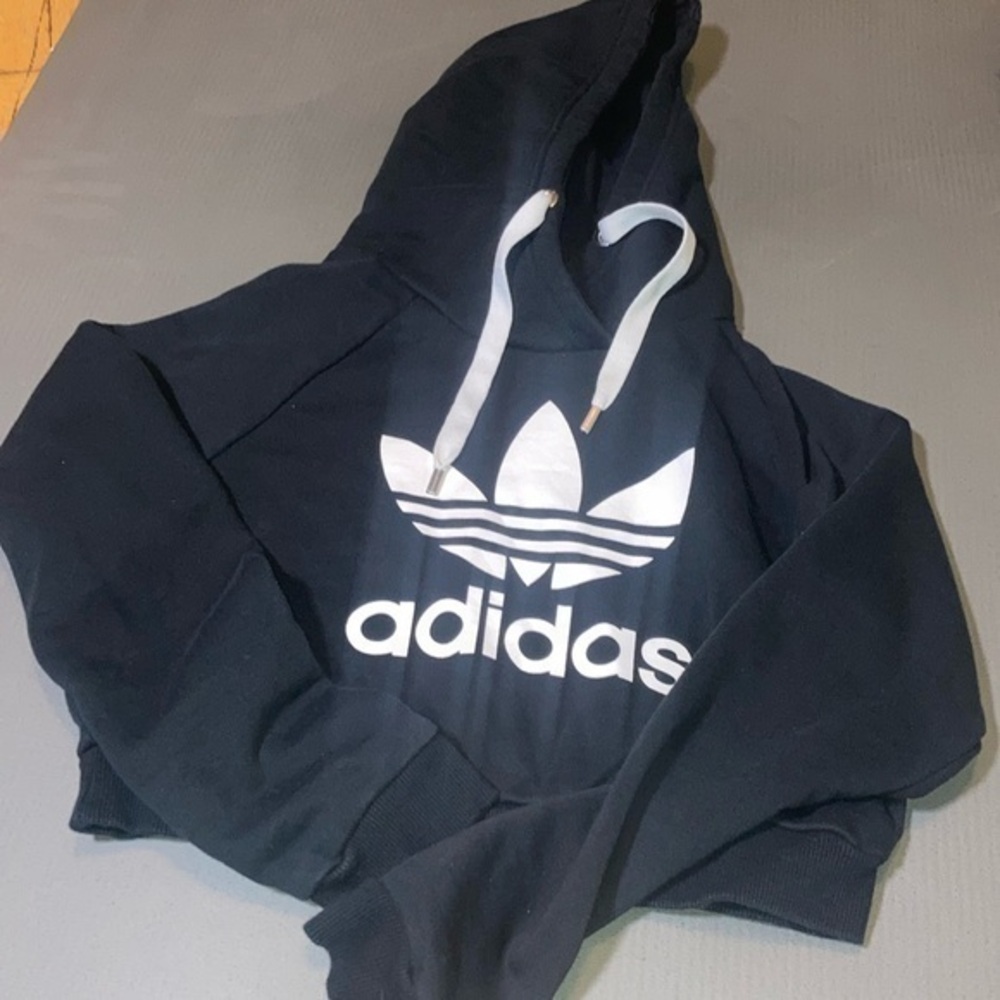 Adidas cropped black hoodie